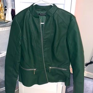 Never worn green leather jacket.